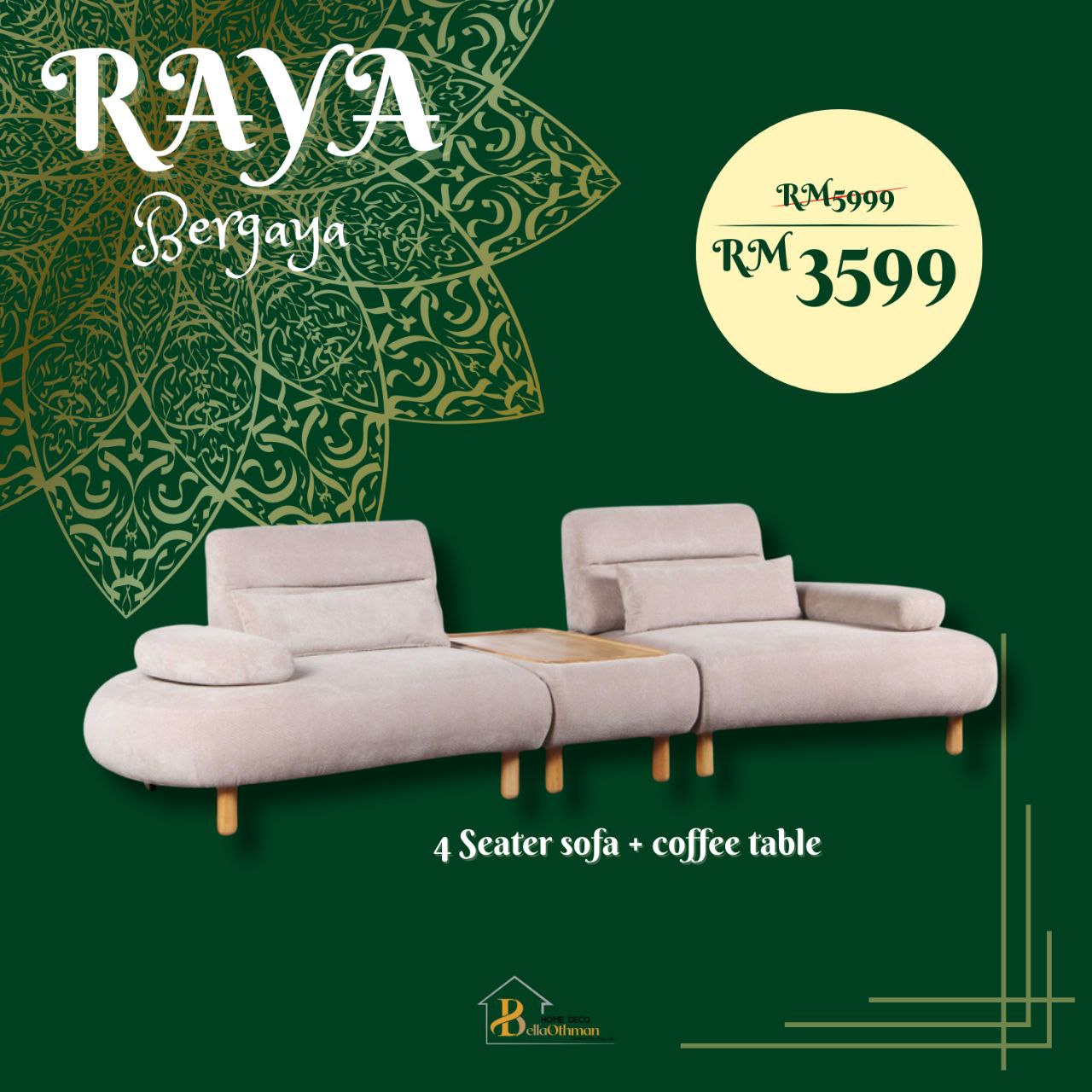 4 Seater Sofa + Coffee Table